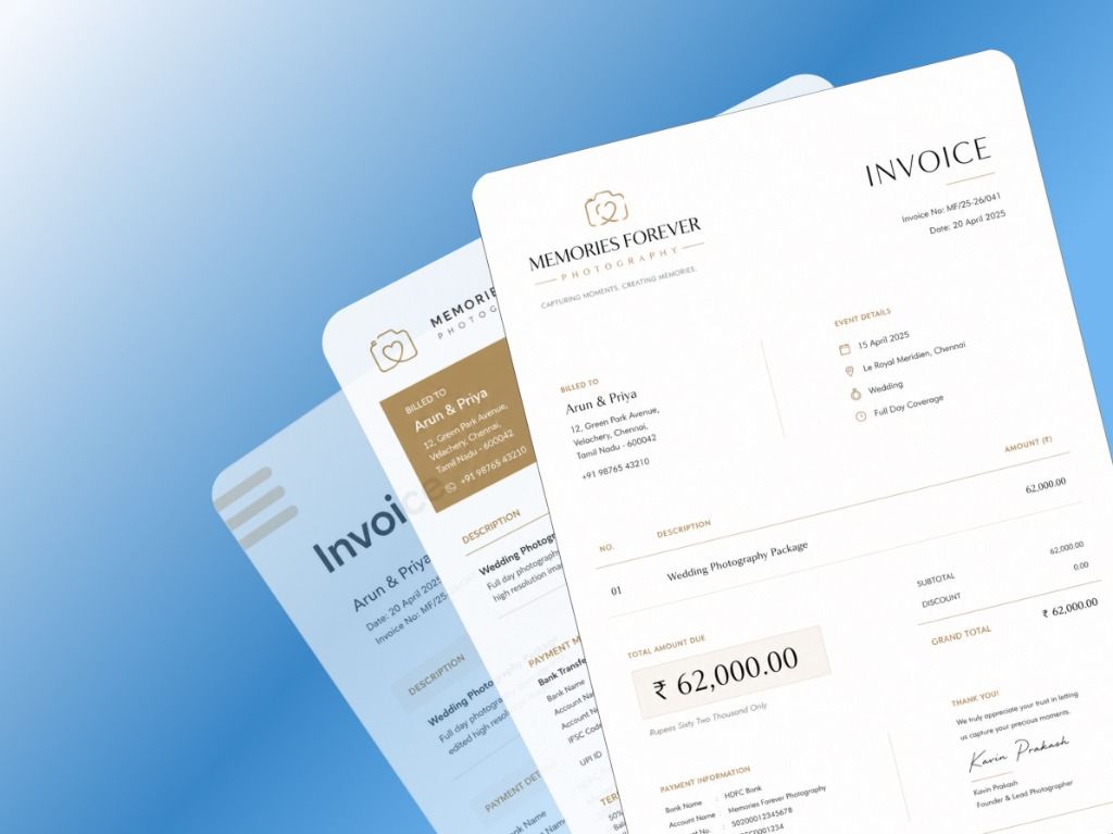 PickMySnap Studio Invoice Builder and Branded Client Billing